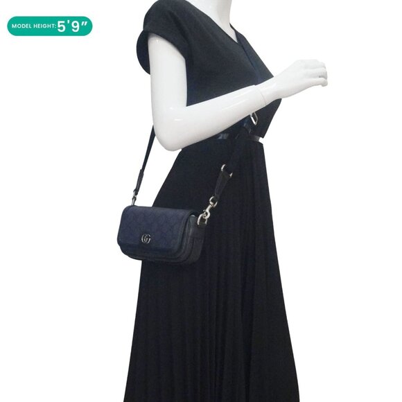Gucci Ophidia Super Mini GG Supreme Canvas Shoulder Bag Navy Blue 795466 - Picture 2 of 14